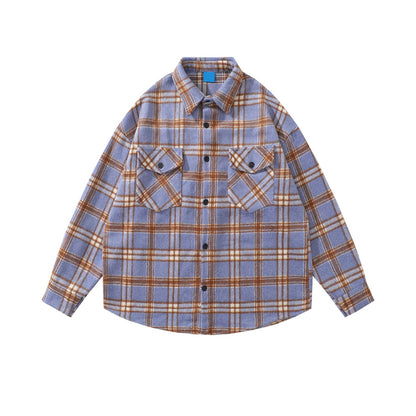 MIJKO Mens Jacket Plaid Long Sleeve Wool Shirt