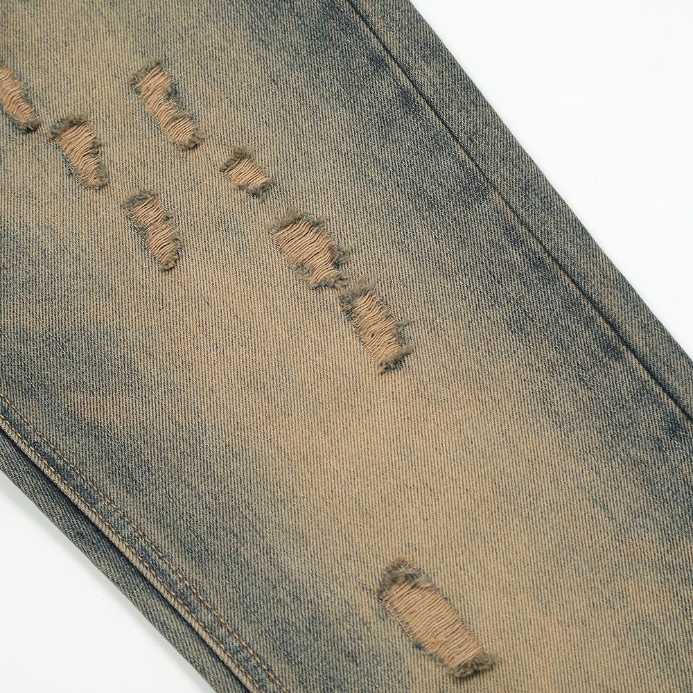 Men Jeans Fashion Ripped Worn Loose