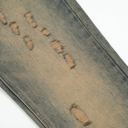 Men Jeans Fashion Ripped Worn Loose