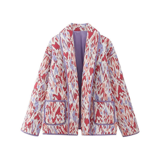 Women Cotton Coat Vintage Colorful Cotton Coat