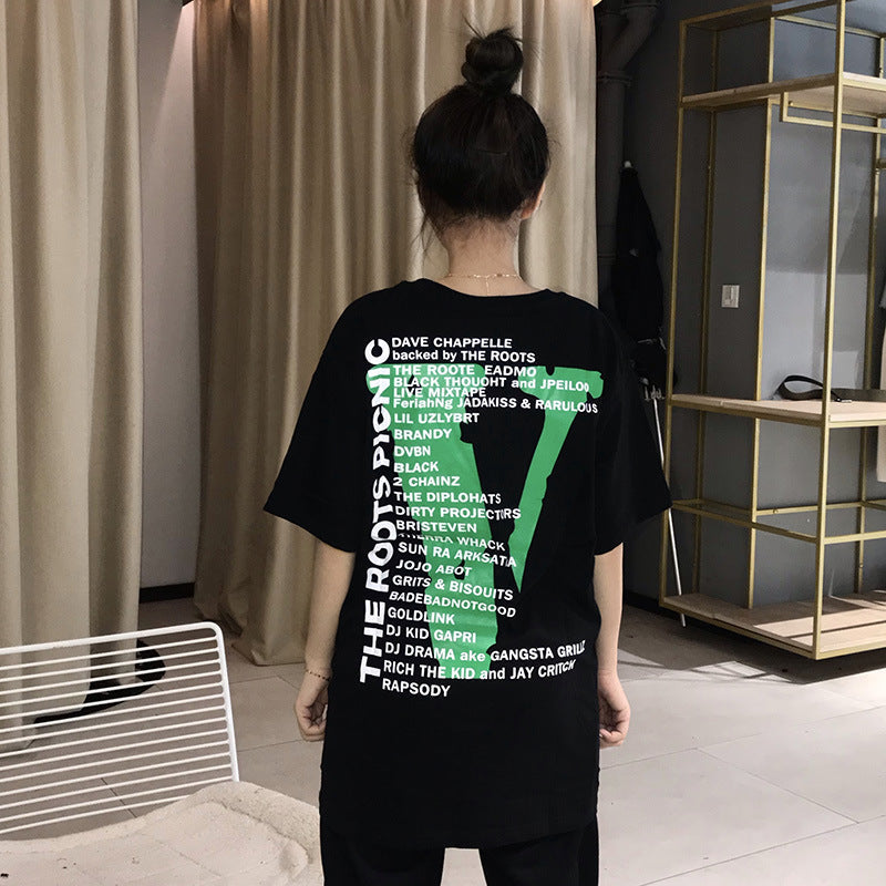 Vlone T Shirts Philadelphia Music Festival Limited Green Large V-neck Print Short Sleeve Loose T-shirt for Men and Women