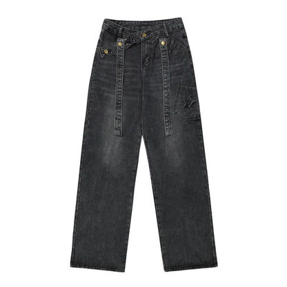 Women Pants Jeans Women's XINGX Embroidery Baggy Straight Trousers
