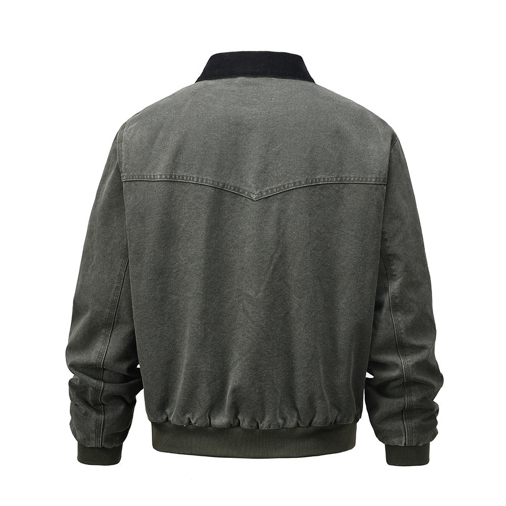 Men Jacket Coat Winter Jacket Men Loose Washed-out Distressed Warm-Keeping Cotton Clothing