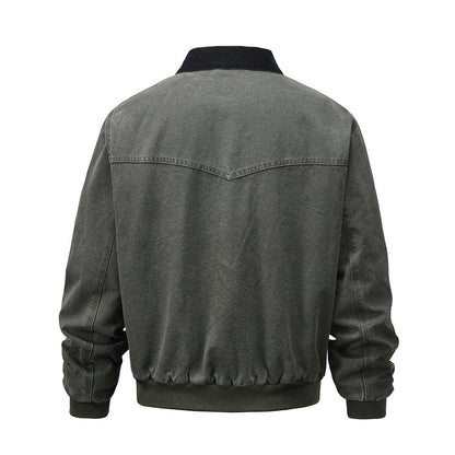 Men Jacket Coat Winter Jacket Men Loose Washed-out Distressed Warm-Keeping Cotton Clothing