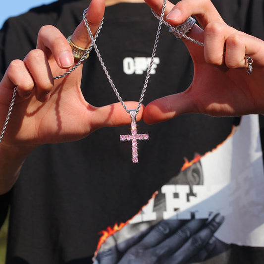 Jewelry Cross Pendant Necklace Copper Set Zircon Crosses Royalty Spectrum