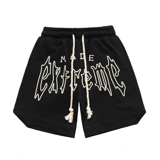 Men Shorts Summer Sports and Leisure Puff Print Loose Cotton