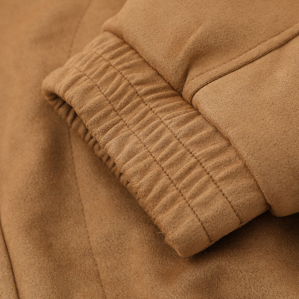 Men Jacket Coat Embroidered Lapel Baseball Uniform Jacket Men's Ins Autumn and Winter Loose Pilot Jacket