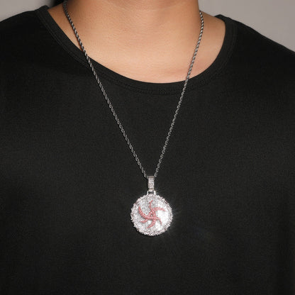 Jewelry Ai Zhiheng Round Cake Pendant Necklace Copper Set with Colored Zircon St. Valentine's Spectrum