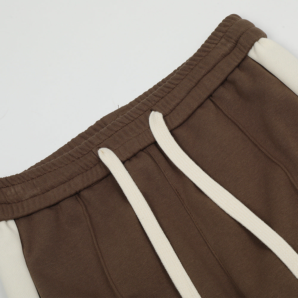 Men Sweatpants Side Stitching Casual Long Sports Pants Men's Elastic Waist Sports Straight Baggy Pants