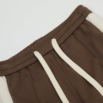 Men Sweatpants Side Stitching Casual Long Sports Pants Men's Elastic Waist Sports Straight Baggy Pants