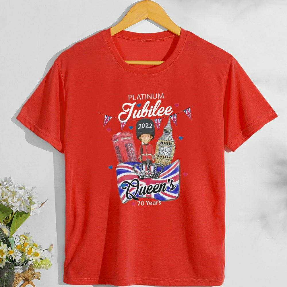 Inspired by Queen's Platinum Jubilee 2022 Elizabeth 70 Years T-shirt Short Sleeve T-shirt plus Size Loose Summer
