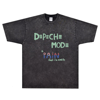Rock Star T Shirt Depeche Mode T-shirt Rock American Retro Street Loose Baggy Trendy Men's Printed Short Sleeve