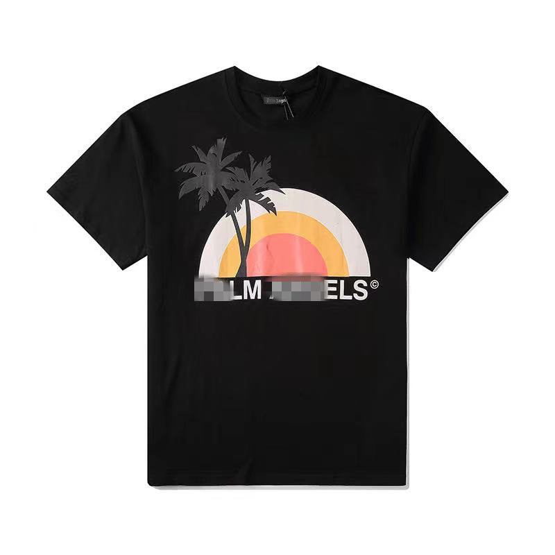 Palm Angle T Shirts Coconut Sun Print Loose Men and Women