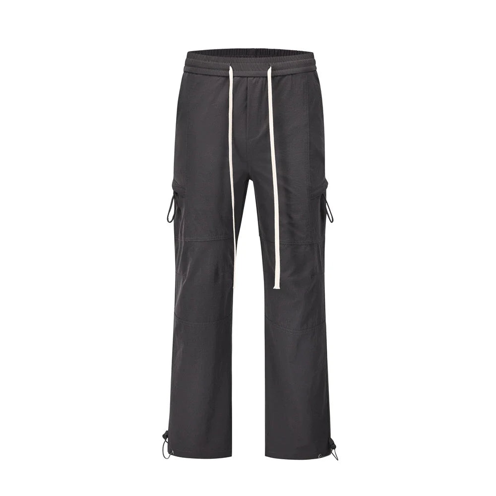 Men Sweatpants Sports Casual Pants Thin Quick-Drying Straight-Leg Trousers Baggy Pants Feet Drawstring Jogger Pants