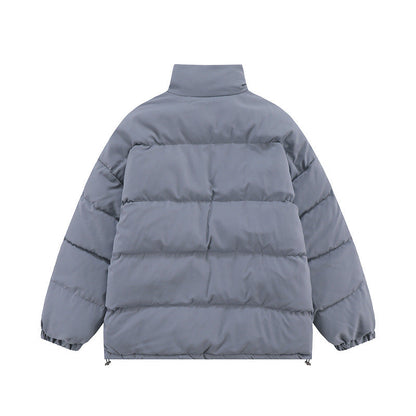 Men Coat Vintage Solid Color Stand Collar Cotton-Padded Jacket Thickened
