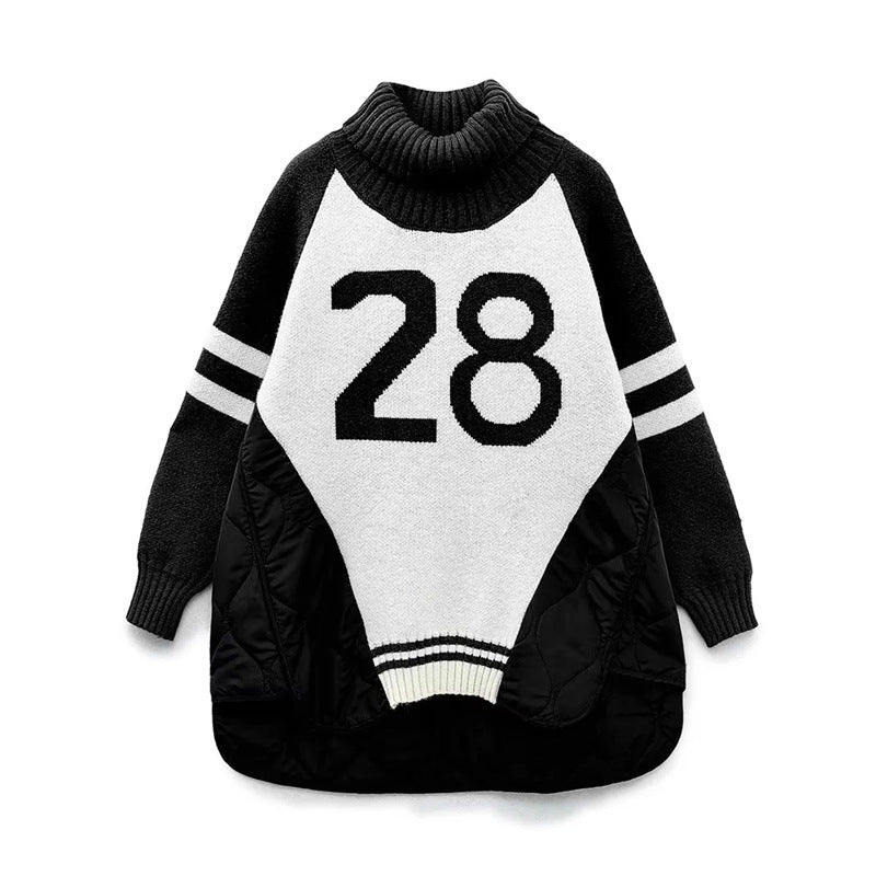 Women Cotton Coat Turtleneck Sweater Loose and Lazy Style Knitwear