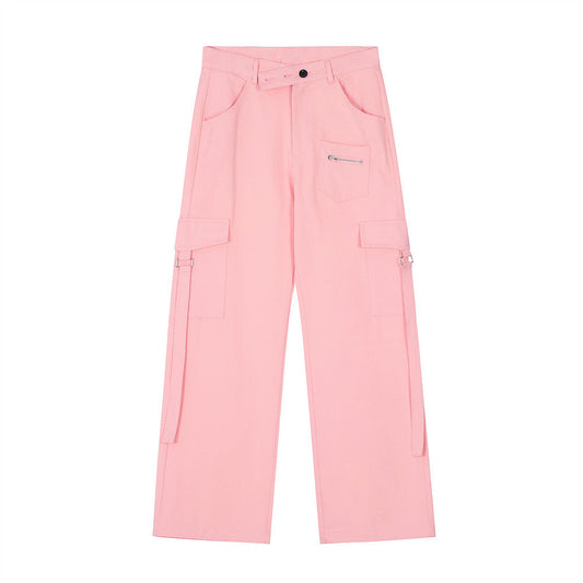 Men Sweatpants Streamers Workwear Pants Men's Loose Casual Straight-Leg Wide-Leg Pants