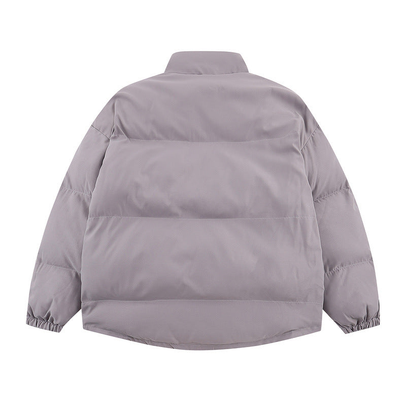 Men Coat Stand Collar Pure Color Thickened All-Matching Cotton-Padded Jacket