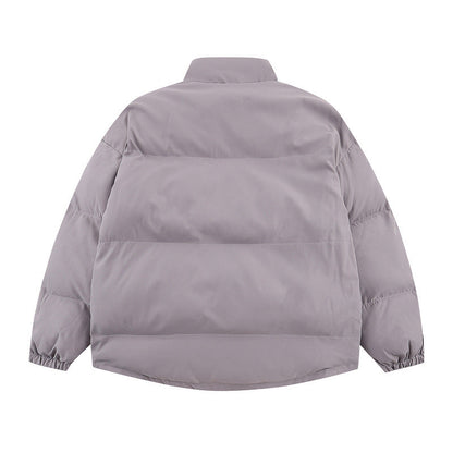 Men Coat Stand Collar Pure Color Thickened All-Matching Cotton-Padded Jacket