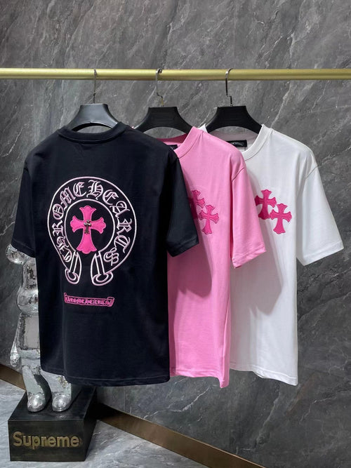 CHH Chrome Hearts T Shirts Embroidered Colored Classic Cross Horseshoe