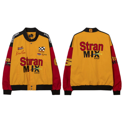Women Jackets Vintage Racing Suit Baseball Uniform Motorcycle Jacket