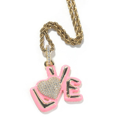 Jewelry Love Alphabet Pieces Hip Hop Diamond Pendant Necklace St. Valentine's Spectrum Alphabet Pieces Night light