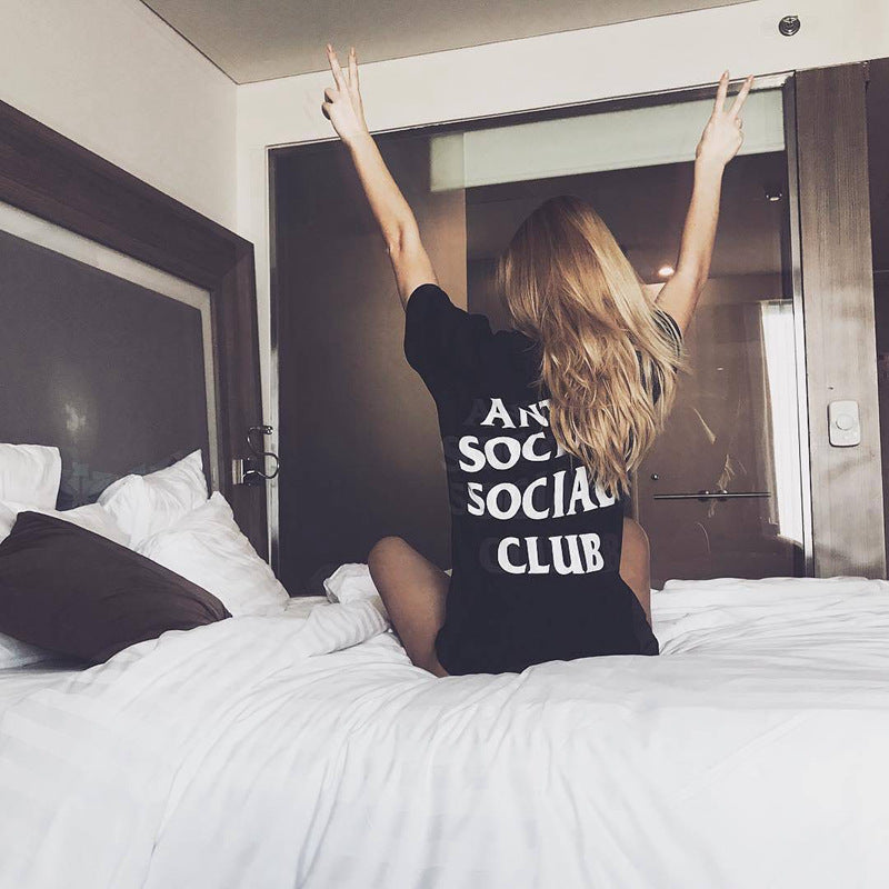 Anti Social Club T Shirt Male and Female Couple Short Sleeve T-shirt
