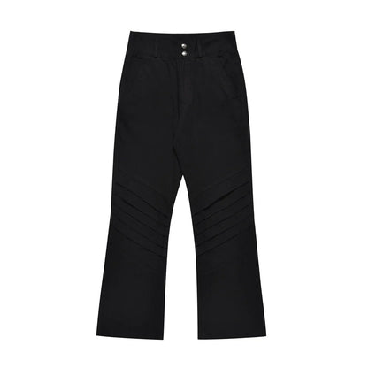 Men Sweatpants Layered Pleated Straight Jeans High Waist Casual Wide Leg Loose Trousers