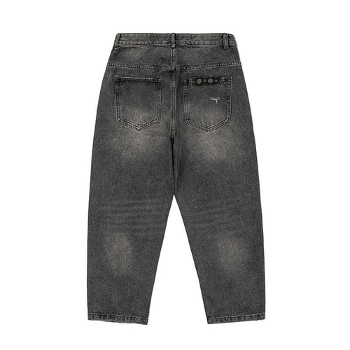 Men Jeans Black Jeans Retro Loose Straight-Leg Denim Trousers Men