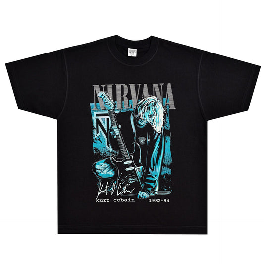 Rock Star T Shirt Kurt Cobain Nirvana Band Rock American Style Loose Vintage Short Sleeve