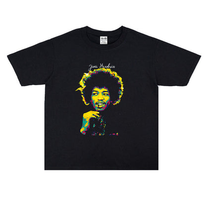 Rock Star T Shirt Johnny Allen Hendrix Jimi Rock T-shirt Short Sleeve Loose Personality