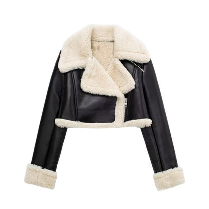 Women Cotton Coat French Casual Double-Sided Jacket