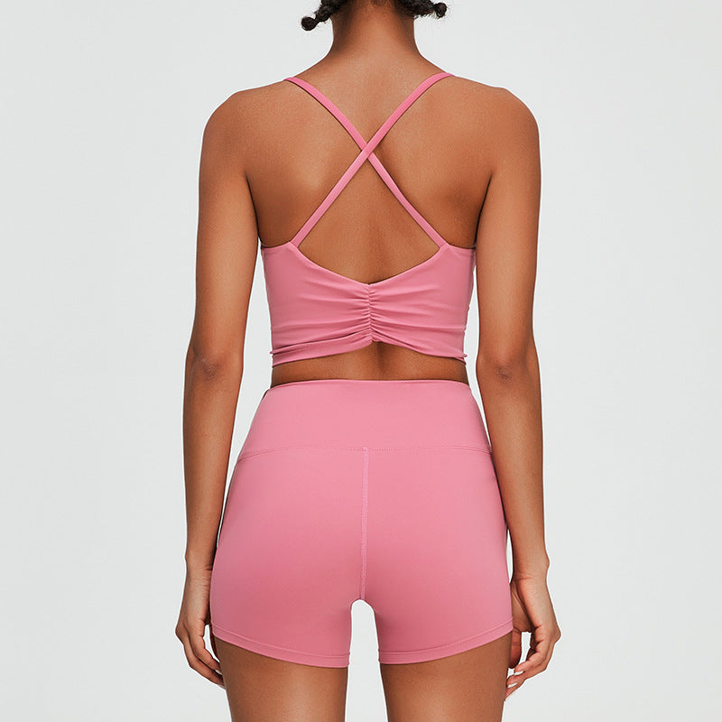 Women Yoga Set Sports Suit Yoga Shorts Two-Piece Set