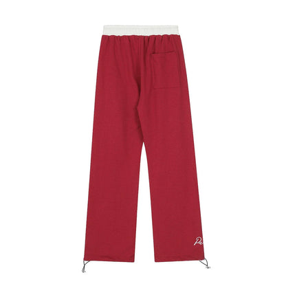 Men Sweatpants Stitching Straight Casual Pants Men's Letter Embroidered Trousers