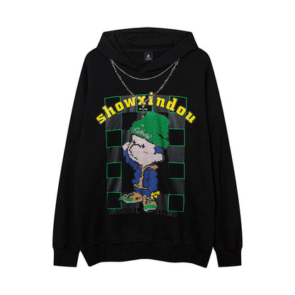Men Hoodie Hiphop Cartoon Hooded Sweatshirt Men and Women