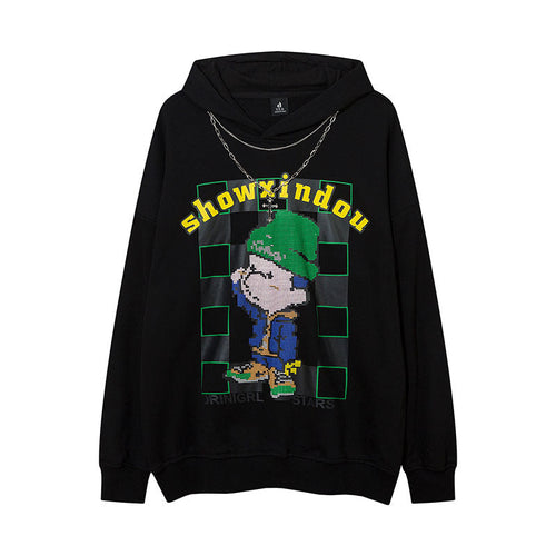 Men Hoodie Hiphop Cartoon Hooded Sweatshirt Men and Women