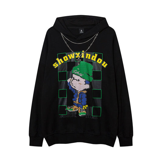Men Hoodie Hiphop Cartoon Hooded Sweatshirt Men and Women