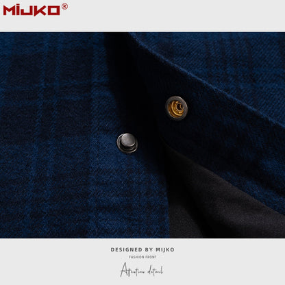 MIJKO Mens Jacket Ripped Plaid Jacket