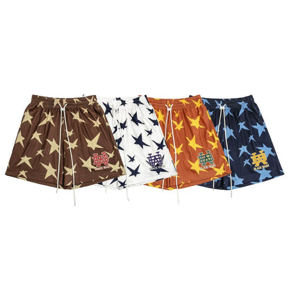 Men Shorts Five-Pointed Star Summer Thin Breathable Quick-Drying Sports Mesh