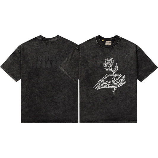 Gallery Dept T-Shirt Hand Painted Ink Splashing Alphabet Washed Retro Short Sleeve T-Shirt