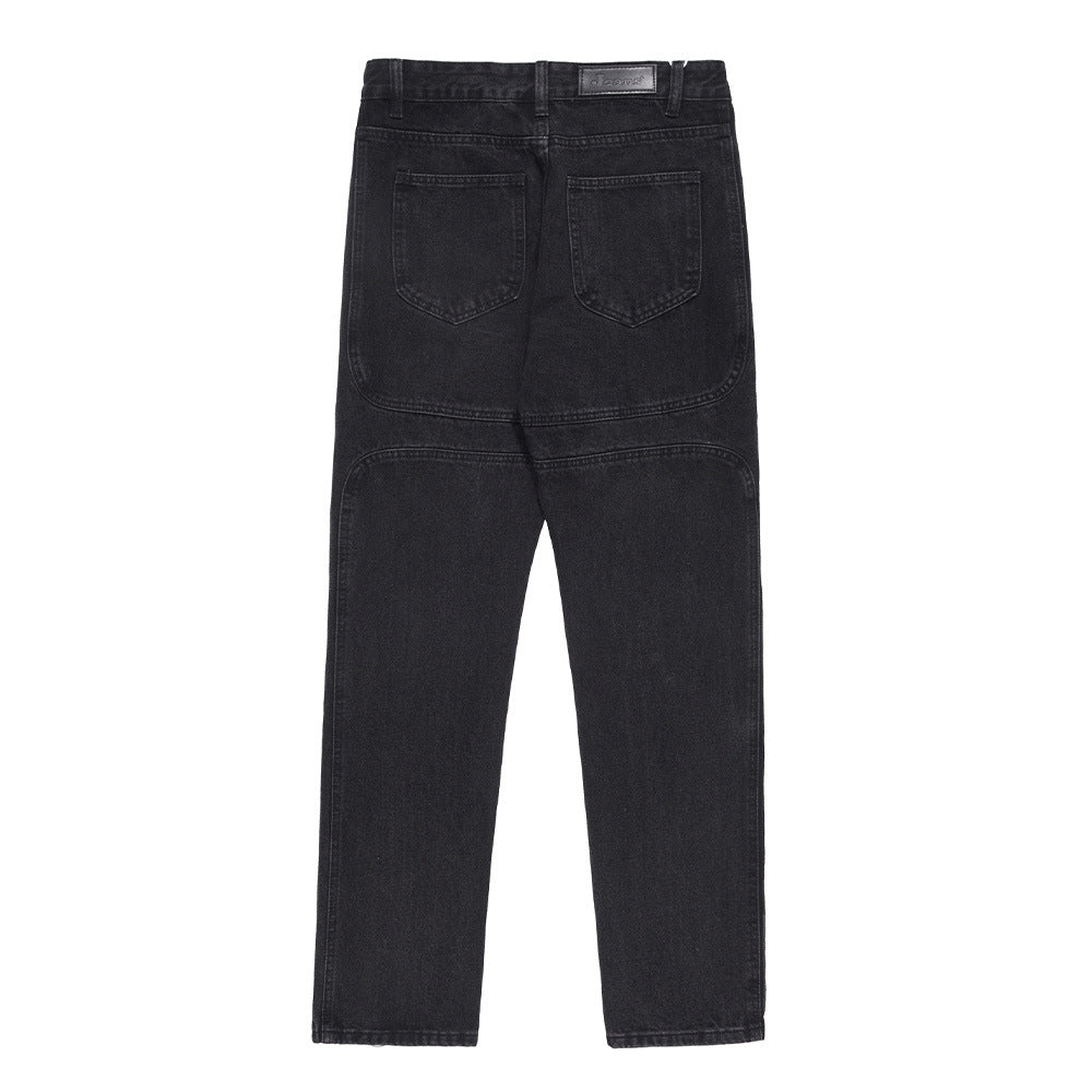 Men Jeans Stitching Straight Casual Distressed