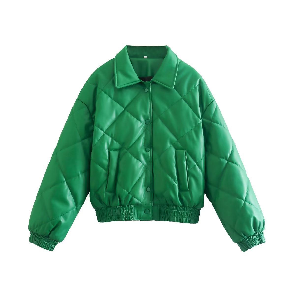 Women Cotton Coat Poly Urethane Leather Coat Jacket
