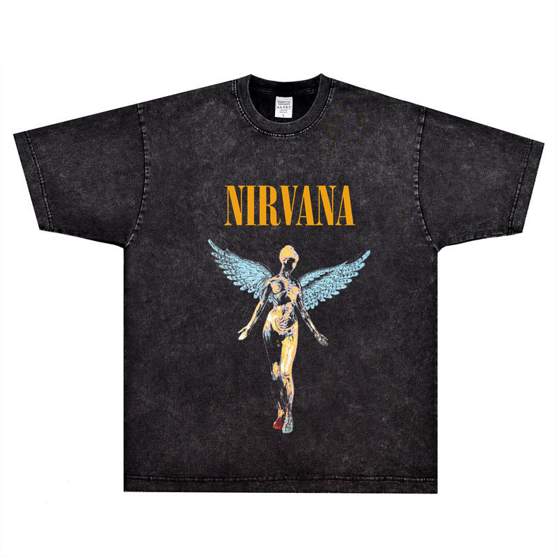Rock Star T Shirt Nirvana in Utero Nirvana Band T-shirt Rock Retro High Street Male Vintage Short Sleeve
