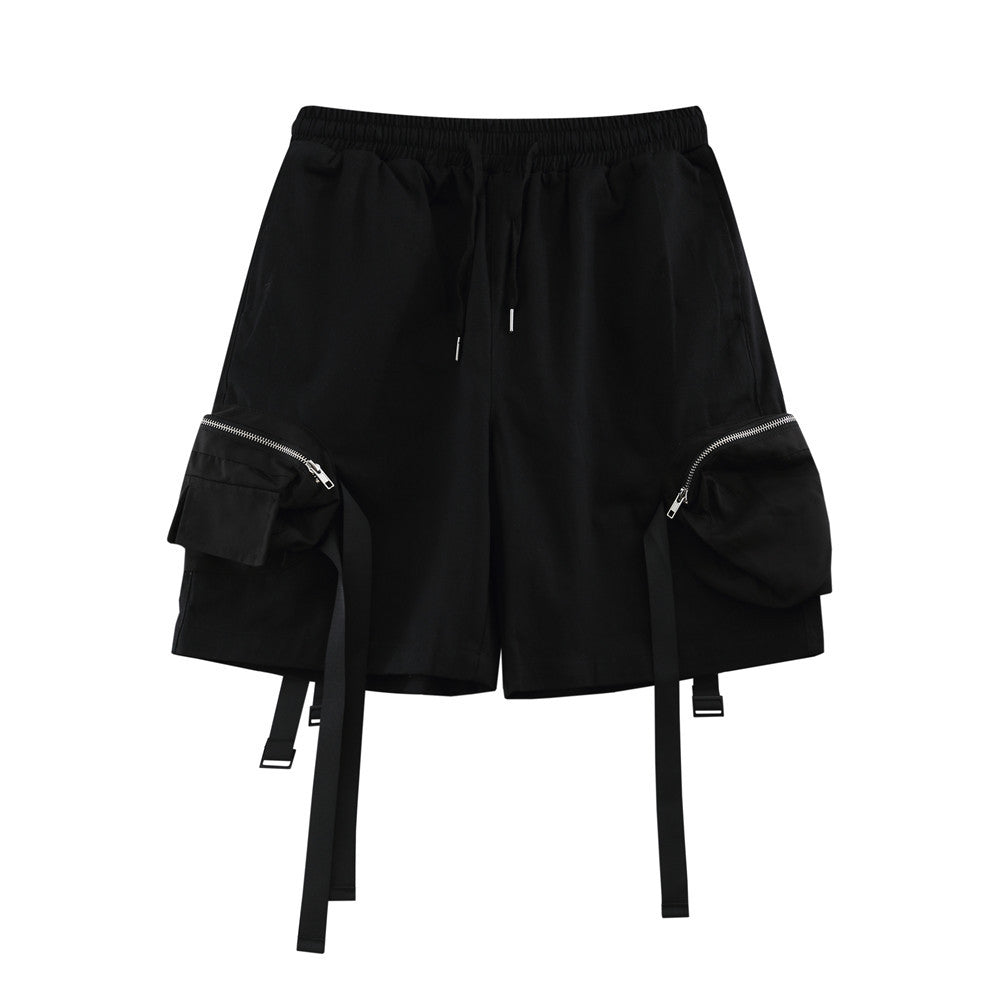 Men Sweatpants Multi-Pocket Workwear Shorts Loose Casual Straight-Leg Shorts