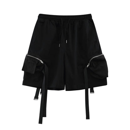 Men Sweatpants Multi-Pocket Workwear Shorts Loose Casual Straight-Leg Shorts