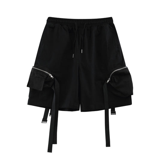 Men Sweatpants Multi-Pocket Workwear Shorts Loose Casual Straight-Leg Shorts