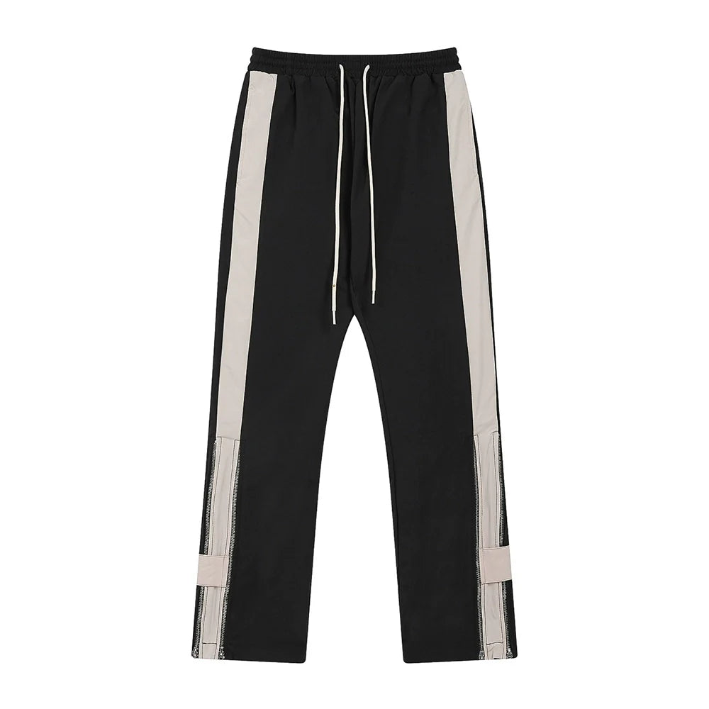 Men Sweatpants Side Zipper Straight-Leg Trousers Men's Sports Casual Pants