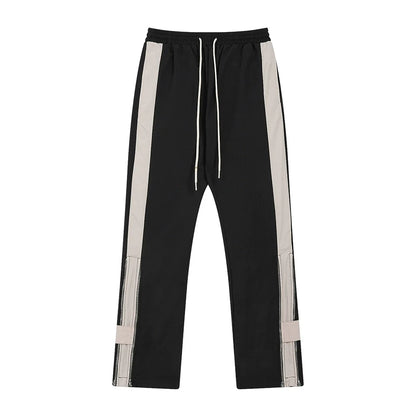 Men Sweatpants Side Zipper Straight-Leg Trousers Men's Sports Casual Pants