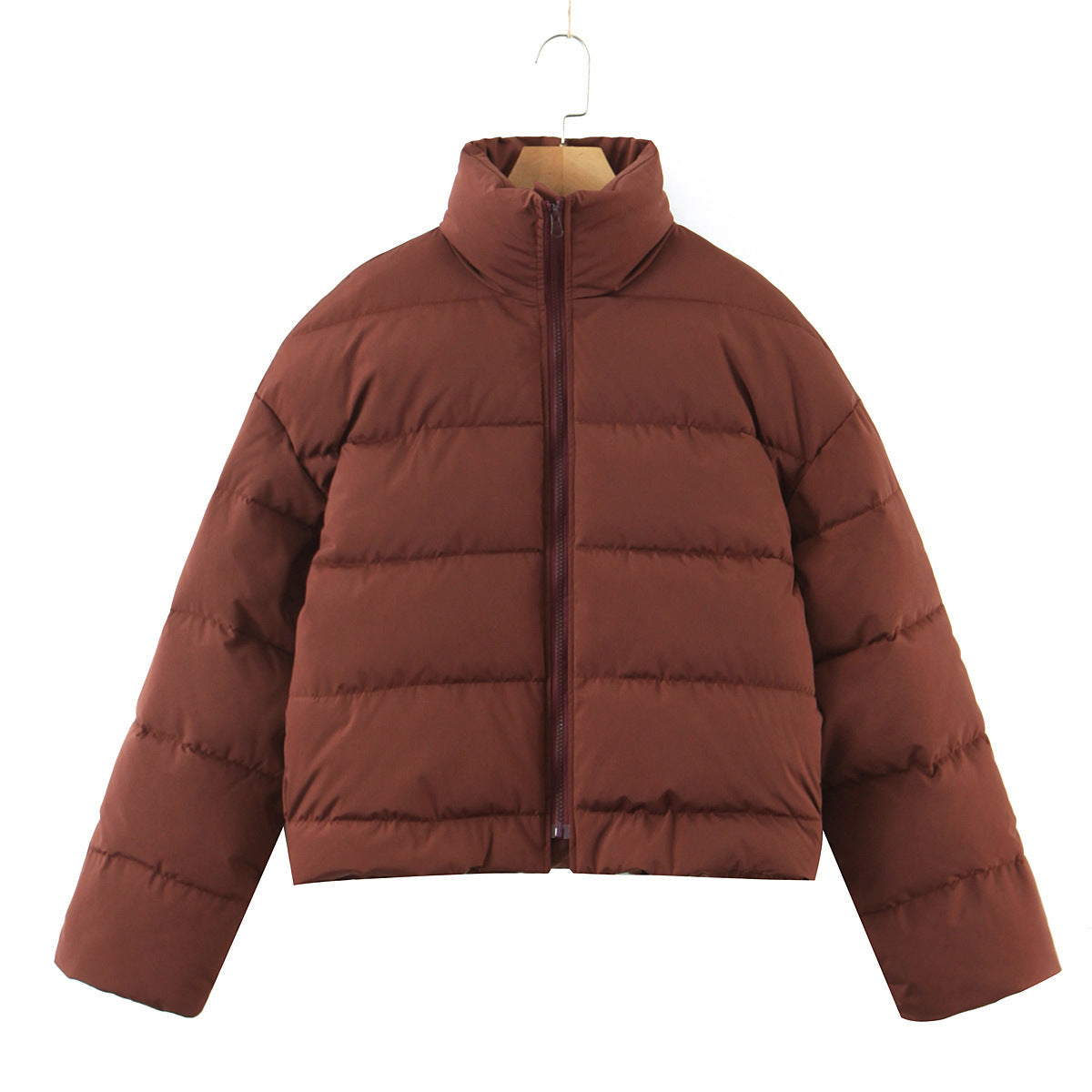 Women Cotton Coat Stand Collar Zipper Thickening Warm and Loose