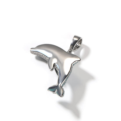 Jewelry Diamond Dolphin Pendant Necklace Copper Zircon Animal Spectrum